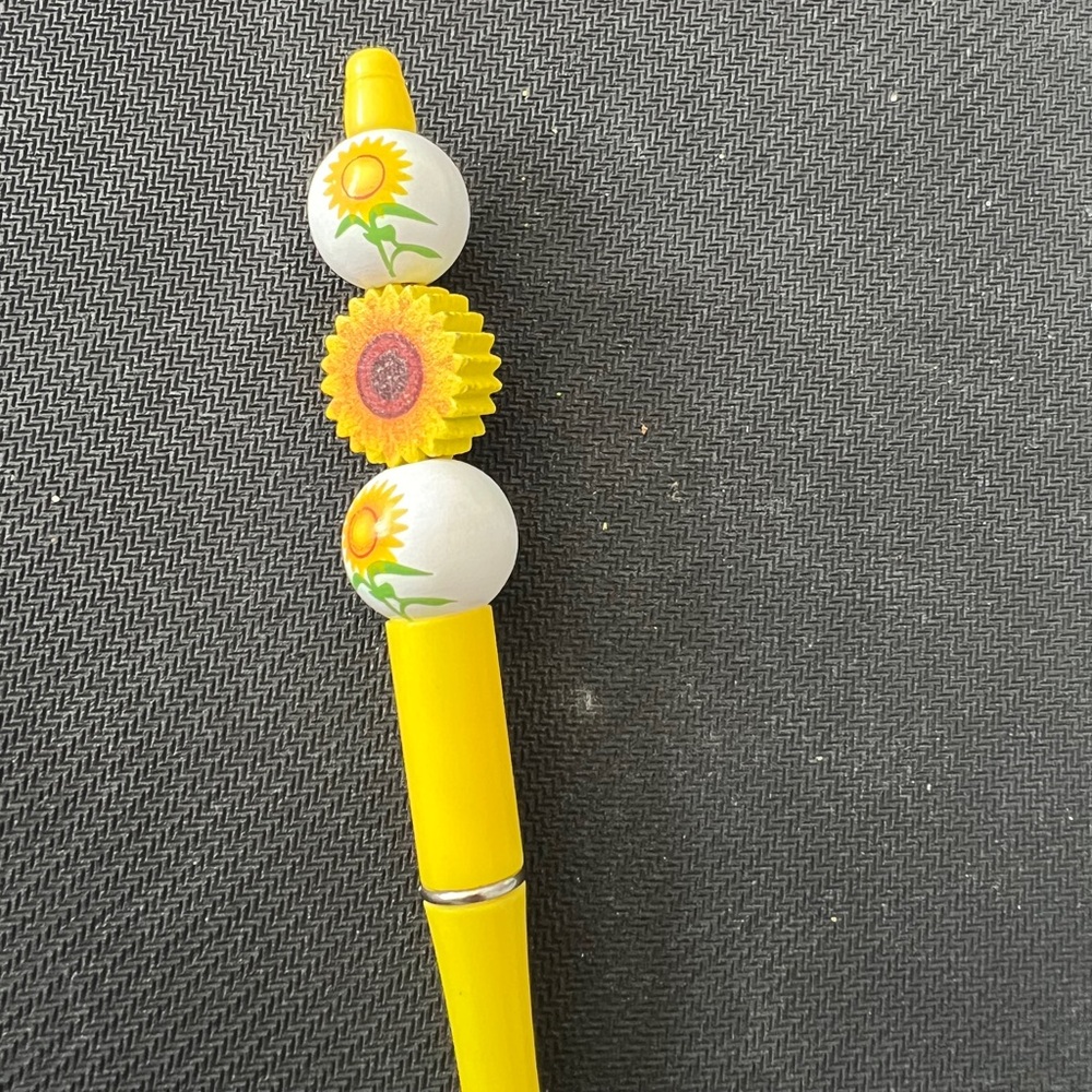 Sunflower Beaded Yellow Pen